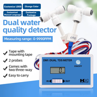 TDS-DM1-HM 0-9990PPM/us testeur d'eau en ligne numérique compteur TDS double moniteur TDS avec sonde à deux canaux