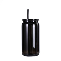 Mug en plastique Mason Jar de 16 oz avec paille, pour sublimation thermique