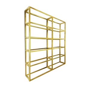 Product <strong>Stand</strong> <strong>Display</strong> <strong>Shelf</strong> for Shop Golden Exhibition <strong>Display</strong> <strong>Stand</strong> with Glass Board Custom logo - Product Image 2