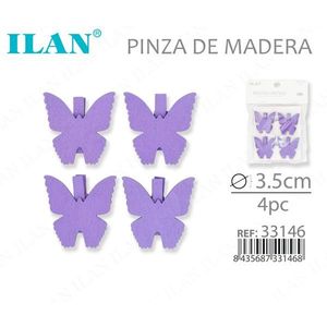 Ilan Mollette in Legno a Forma di Farfalla 3,5cm 4 Pezzi per Fermagli da Abbigliamento - Product Image 2