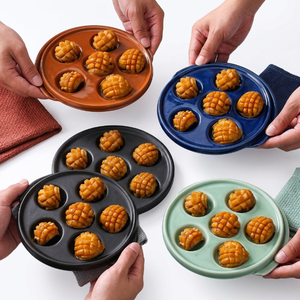 Assiette <span class=keywords><strong>à</strong></span> <span class=keywords><strong>Escargots</strong></span> en Céramique <span class=keywords><strong>à</strong></span> <span class=keywords><strong>6</strong></span> Cavités avec Soucoupe, Compatible Four et Micro-ondes, Vaisselle de Cuisine Française pour Restaurant, Maison, Fruits de Mer et Cuisson - Product Image 3