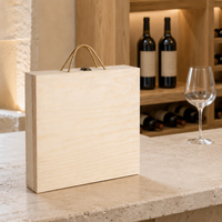 Boîte à vin en bois personnalisée avec logo, emballage cadeau portable pour 4 bouteilles, en pin naturel, pour cadeaux de luxe pour les fêtes
