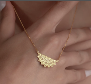 מנדלה מצופה זהב 18k שרשראות קסם מנדלה ייחודי לנשים שרשרת אבסטרקט מודרני תכשיטים בעבודת יד - Product Image 2