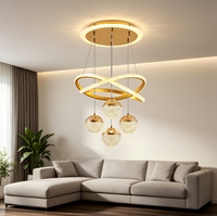 Lustre LED moderne, luminaire suspendu en forme d'anneau nordique, noir et or, lampe suspendue de luxe pour salle à manger, salon, chambre à coucher, décoration de la maison