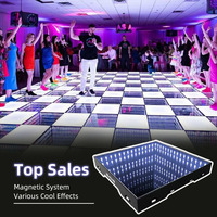 Pista de Baile LED Magnética Móvil de 20x20 pies, Personalizable para Bodas y Fiestas, Iluminación 3D, Baldosas de Cristal Infinito para Alquiler