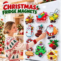 Aimants de réfrigérateur de Noël personnalisés en acrylique transparent, souvenirs de vacances, impression UV, cadeaux touristiques de Noël, fournisseur en gros
