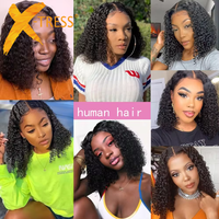 Perruques Courtes Bob Frisées Kinky en Gros Cheveux Humains Lace Front Pas Chères Perruques Frontales HD Lace pour Femmes Noires Perruques Cheveux Humains Coupe Pixie