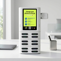 Station de recharge pour batteries Li-Polymère 12 emplacements 8000 mAh 60W, solution de location intelligente de bornes de recharge partagées avec paiement par terminal de point de vente pour téléphones