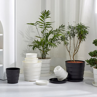 Pot Bunga Modern 17cm Berlapis Kaca, Bernapas, Pengontrol Akar, Alas Tebal, Kapasitas 3-4L, Kemasan Plastik Mudah Digunakan untuk Rumah dan Kebun