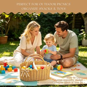 Cesta de mimbre premium en forma de abanico <span class=keywords><strong>para</strong></span> guardar pañales de bebé, con divisores extraíbles y lazo de regalo, <span class=keywords><strong>para</strong></span> almacenamiento de artículos de paternidad y habitación infantil - Product Image 3