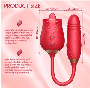 Giocattolo Sessuale per Adulti, Stimolatore Clitorideo a Forma di Rosa per Donne, Vibratore Lingua per Stimolazione Clitoridea Femminile, Dildo Vibrante a Doppia Testa - Product Image 4