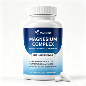 Complément alimentaire pour adultes en capsules de magnésium complexe, marque privée, 90 unités, avec 8 formes de magnésium élémentaire pour le soutien <span class=keywords><strong>musculaire</strong></span> et osseux - Product Image 1