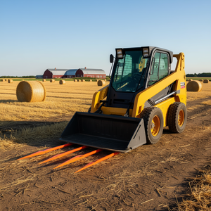 Agrafeuse à balles de foin 49 pouces, capacité 3000 lb, pour chargeuse compacte avec stabilisateur, couleur orange - Product Image 2