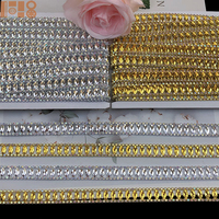 Nouvelle conception 2026 – Chaîne de strass en plastique argenté/doré avec garniture en acrylique et cristal, idéale pour les costumes de carnaval et accessoires vestimentaires DIY