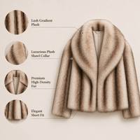 Manteau d'hiver en fausse fourrure pour femme, écologique, grand col rabattable, poches, boutons recouverts, veste chaude de luxe