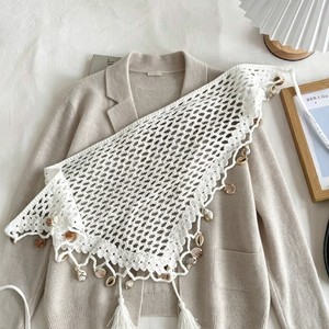 Cinturón de cintura blanco de ganchillo con diseño de triángulo hueco y borlas, estilo bohemio para mujer, accesorio de atar a la cintura para vacaciones - Product Image 5