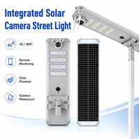 Lampadaire solaire intelligent tout-en-un avec caméra HD 1080P, capteur à micro-ondes, vision nocturne, surveillance par alarme pour les rues et les communautés