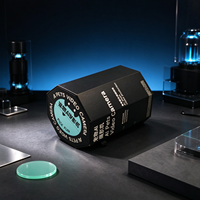 Boîte cadeau octogonale noire, emballage pour caméra vidéo connectée pour animaux de compagnie, impression ronde vert menthe, étui de présentation pliable pour ensemble d'appareils connectés pour animaux de compagnie