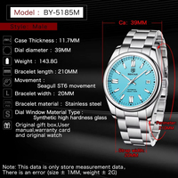 Montre mécanique automatique Benyar 5185 5185M de marque originale, étanche, avec aiguilles lumineuses, pour homme, Montre Reloj Uhr + Boîte