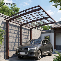 Abri de voiture en aluminium au profil élégant, sur mesure, avec toit en polycarbonate cintré, pour les distributeurs, les parkings commerciaux, résistant au vent