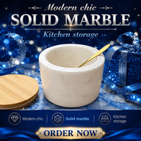 Ensemble de 2 salières en bambou marbré 400 ml, blanc et noir, récipients à épices avec couvercle, grande capacité, durables, préservation de la fraîcheur, cuisine