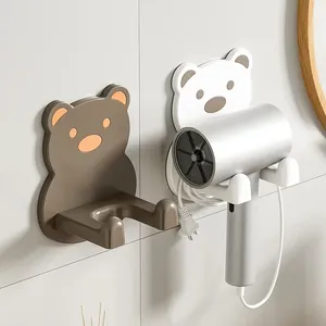 Soporte para secador de pelo de oso sin taladro, soporte para teléfono perezoso multifuncional montado en la pared para baño, Material PP, accesorios de exhibición de joyería - Product Image 2
