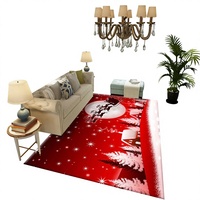 Tapis de sol antidérapant rouge à couverture intégrale pour salon, canapé, table basse, chevet, baie vitrée, thème Noël, cadeau festif