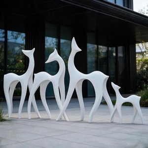 Estatua de Ciervo de Resina Dorada, Escultura Artística Abstracta, Adorno Animal para Decoración del Hogar y Jardín - Product Image 2