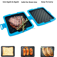 Grille de cuisson rapide carrée personnalisée en acier au carbone, compatible micro-ondes, double face, pour sandwichs