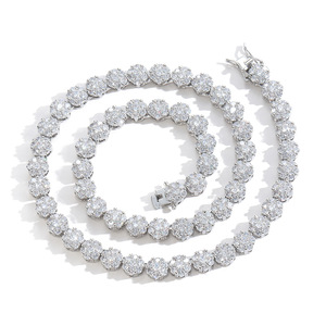 Collar de tenis de circonita <span class=keywords><strong>con</strong></span> forma de flor de 8 mm, estilo hip hop, exquisito y a la moda, <span class=keywords><strong>cadena</strong></span> de tenis CZ Iced Out para mujer - Product Image 2