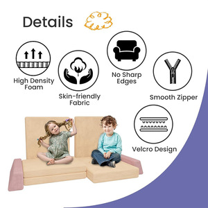 Children's Modular <b>Sofa</b> Set 14-Piece Foam Play Furniture For <b>Kids</b> Age 3 And Above With High-Elasticity Filling - Product Image 3