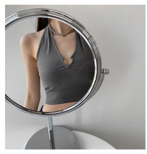 Một Kích thước cặp nó với một mùa hè cay cô gái Rỗng ra treo cổ phong cách ngắn Tank Top mặc một Off The eo hàng đầu - Product Image 2