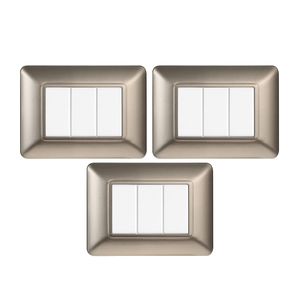 Juego de 3 Placas de Enchufe de Pared de Plástico Gloca 3P con Acabado de Titanio para Uso Residencial - Product Image 1