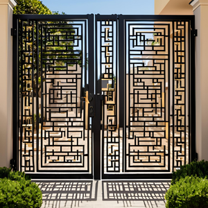 Новейший дизайн, современные кованые ворота ручной работы для элитных вилл, автоматические, выдвижные, прочные, экологичные, для двора - Product Image 2
