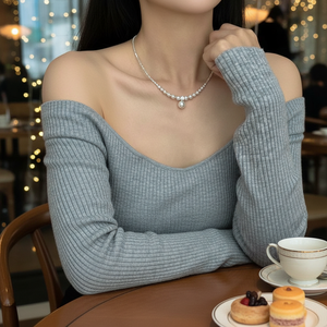 Vendita calda di moda di tendenza con perline croce fiore di lusso minimalisti eleganti collane di perle all'ingrosso - Product Image 3