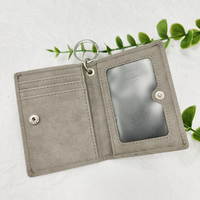 Portefeuille précipité haut de gamme en cuir PU gris mat porte-clés porte-cartes de visite portefeuille pour hommes et femmes