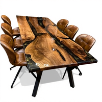 Table à manger rectangulaire de luxe en résine époxy, fabriquée à la main, moderne et étanche, pour baptême, Diwali, maison, bureau, hôtel, salon, condoléances