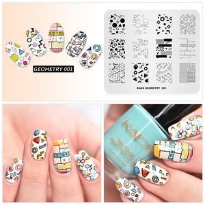 แผ่นปั๊มลายเล็บสไตล์เรขาคณิต KADS ทำจากสแตนเลส สำหรับตกแต่งเล็บในร้านทำเล็บ  17 ลาย - Product Image 1