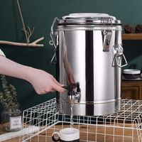 Contenedor de alimentos de barril aislado de doble pared de alta capacidad Cubo termo de acero inoxidable SUS 304 grueso con grifo