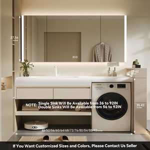 Meuble-lavabo mural moderne <span class=keywords><strong>de</strong></span> 48 pouces avec vasque simple, comptoir en pierre acrylique et miroir intelligent avec armoire intégrée - Product Image 6