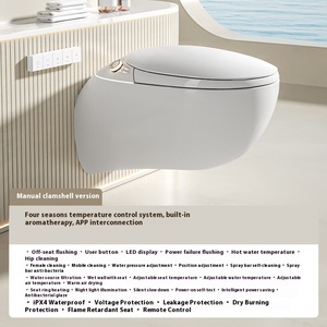 WC intelligent mural entièrement automatique avec réservoir intégré, cuvette allongée, siphon en P, télécommande et siège chauffant - Product Image 5