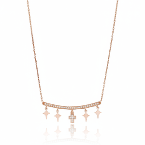 Collier avec pendentif étoile polaire et croix en zircon transparent, fabrication artisanale turque, bijoux en argent sterling 925, vente en gros - Product Image 2