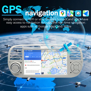 Lecteur DVD de voiture Android 7 pouces pour <span class=keywords><strong>Fiat</strong></span> <span class=keywords><strong>500</strong></span> Abrath (2007-2015), avec CarPlay sans fil et Android Auto, navigation GPS, radio multimédia - Product Image 4