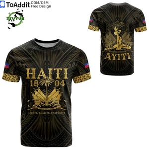 Maglietta a Maniche Corte <span class=keywords><strong>con</strong></span> Bandiera Haitiana Stampata, Logo Personalizzato, Abbigliamento Sportivo per Calcio - Product Image 2