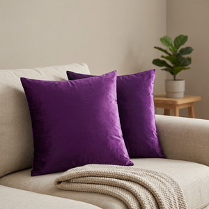 Modern Velvet Solid Body Decorative Throw Pillow <b>Covers</b> 18x18 Inch PVC Filled 2 Pack for Couch <b>Sofa</b> Bed - Product Image 4