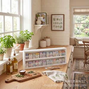 White Double Layer Wooden <b>Wall</b> Shelf 2 Tier <b>Hanging</b> <b>Storage</b> Display Rack For Kitchen Decorative Use - Product Image 3