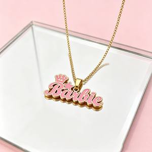Collana con Ciondolo Personalizzato Duoying in Acciaio Inossidabile Placcato Oro 18K PVD con <span class=keywords><strong>Nome</strong></span>, Corona e Stella Smaltata Colorata per Ragazze - Product Image 2