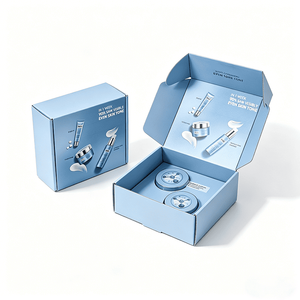 Boîte en carton ondulé personnalisée bleu clair avec emballage pour produits de soin, solutions d'expédition pour coffrets cosmétiques et de beauté - Product Image 1