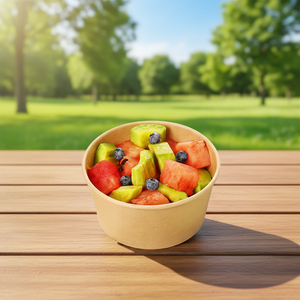 Bol à salade jetable en papier kraft à paroi simple 500ml-1500ml avec couvercle sécurisé pour emballage à emporter de plats froids, <span class=keywords><strong>poke</strong></span> et snacks - Product Image 3