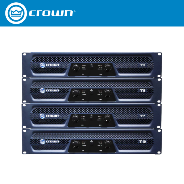 CROWN T3 Professional Dual Channel Power Amplifier 450W Stereo 900W Bridged 2U Rack Mount PA Sound System 100dB SNR 3-Year